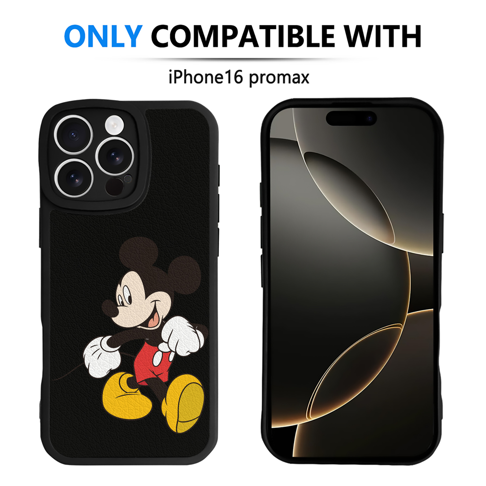 （画像用） ミッキーマウス Mickey Mouse 【iPhone 16シリーズ対応】シリコンスマホケース（レザー調） 材質：シリコン